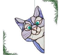 Chat en Vitrail, Ornement à Suspendre pour Vitrail, Chat en Vitrail à Suspendre pour Fenêtre, Ornements en Vitrail de Chat pour Décor de Sculpture d'art Mural Intérieur, 21 × 13 cm / 8,27 × 5,12 po