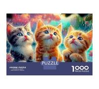 Chat endormi 1000 Pièces Trois Chatons dans l'art Puzzle Défi Éducatif Décoration De La Maison Collection Spéciale Adultes Et Enfants À Partir De 14 Ans 70x50cm/1000pcs