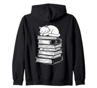 Chat endormi avec des Livres Temps de Lecture Calme Cute Bookworm Sweat à Capuche
