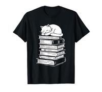 Chat endormi avec des Livres Temps de Lecture Calme Cute Bookworm T-Shirt