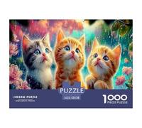 Chat endormi Cadeau Amusant de 1000pcs Trois Chatons regardant vers Le Haut Activité pour Adultes et Enfants Cadeau à la Maison 52x38 cm/1000pcs