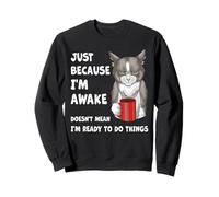 Chat Endormi Café Humeur du Lundi Matin Drôle Sweatshirt
