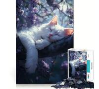 Chat endormi dans Les Fleurs Puzzle de 1000 pièces pour Adultes Jeu de logique mentale Soulagement des tensions Découpe Ferme 50x75cm