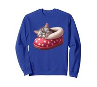 Chat endormi dans Une Pantoufle Sweatshirt, Unisexe pour Adultes, Bleu Royal, XL