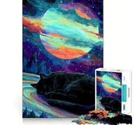 Chat endormi sous Un Ciel Cosmique Puzzle de 1000 pièces pour Adultes et Adolescents Amélioration de la mémoire Détente et légèreté Découpe Nette 38x52cm