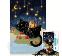 Chat endormi sous Un Ciel étoilé Puzzle Adulte 1000 pièces Stimule la mémoire Calme et sérénité Bords Nets Pièce de Collection 50x75cm