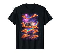Chat endormi sur Pizza Galaxy Rainbow Cosmic Dream T-Shirt