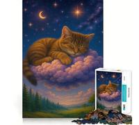 Chat endormi sur Un Nuage, Paysage onirique pour Adultes, Puzzle de 1000 pièces, Casse-tête Mental, Divertissement Relaxant, Assemblage d'image, Douce Surprise 38x26cm