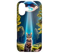 Chat enlevé par des extraterrestres dans Un UFO Cat Loving Alien Fans Coque pour iPhone 17