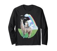 Chat équitation Lama Alien UFO Rainbow Graphic Manche Longue
