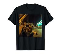 Chat Errant Solitaire drôle Meme Vie Nocturne Rue Cigarette Blague T-Shirt