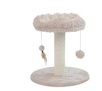 Chat Escalade Cadre Planche À Gratter avec Cloche Grattoir for Chats Griffe Meulage Canapé Protecteur en Bois Meubles Jouets for Animaux De Compagnie éCurie(Beige Wool)