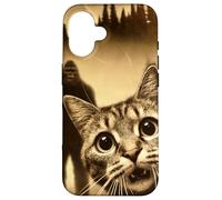 Chat et Bigfoot Selfie Amusant Aventure Artwork Coque pour iPhone 16