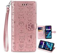 Chat et Chien Coque pour Oppo A6/Oppo A6X, Housse en Cuir Magnétique Dessin animé pour Oppo A6/Oppo A6X-01