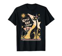 Chat et cocktails rétro du milieu du siècle T-Shirt