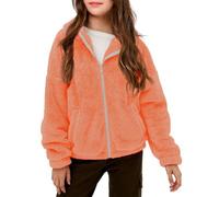 Chat et manteau pour filles - Sweat-shirt décontracté à manches longues pour filles - Manteau d'hiver en polaire (orange, 13-14 ans)