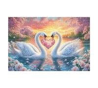 Chat et perroquets à la fenêtre 1000 Pièces Puzzle Adolescent en Carton Rigide Swan Lake Heart Difficulté Moyenne Activité Éducative Voyage Déplacement Cadeau Anniversaire Petit Prix 1000 PCS