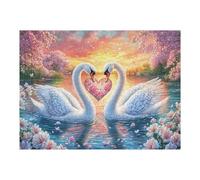 Chat et perroquets à la fenêtre 500 Pieces Casse-tête Personne Âgée en Carton Rigide sans Déformation Swan Lake Heart Facile Débutant Thérapie Occupationnelle Anti-Stress Petit Prix 500 PCS