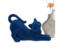 Chat étiré : sculpture décorative, figurine en résine floquée douce avec texture de velours, décoration d'étagère, pièce d'art de table avec calme, compagnon esthétique pour