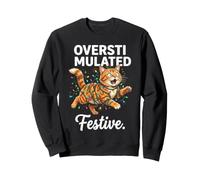 Chat Festif surstimulé emmêlé dans des lumières de Vacances Sweatshirt