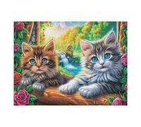 Chat forêt Florale 500 Pieces Casse-tête Débutant en Carton Épais Facile Apprentissage Loisir Créatif Activité Manuelle Décoration Murale Cadeau Saint Valentin 500 PCS