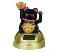 Chat fortune automatique à énergie solaire qui agite votre maison ou votre bureau avec cette décoration enchanteresse (noir)
