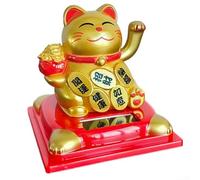 Chat Fortune avec mouvement automatique à énergie solaire Décoration de table pour le bonheur et la prospérité (doré)