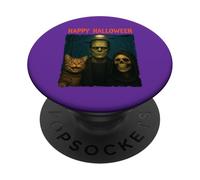 Chat Frankenstein Grim Reaper Funny Halloween Trick Treat Sel PopSockets PopGrip Adhésif