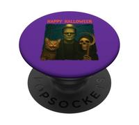 Chat Frankenstein Grim Reaper Funny Halloween Trick Treat Sel PopSockets PopGrip Adhésif