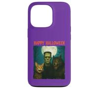 Chat Frankenstein Loup-garou amusant Halloween Trick Treat Selfie Coque pour iPhone 13 Pro