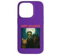 Chat Frankenstein Loup-garou amusant Halloween Trick Treat Selfie Coque pour iPhone 14 Pro