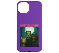 Chat Frankenstein Loup-garou amusant Halloween Trick Treat Selfie Coque pour iPhone 15 Plus