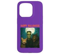 Chat Frankenstein Loup-garou amusant Halloween Trick Treat Selfie Coque pour iPhone 15 Pro