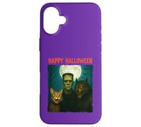 Chat Frankenstein Loup-garou amusant Halloween Trick Treat Selfie Coque pour iPhone 16 Plus