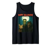 Chat Frankenstein Loup-garou amusant Halloween Trick Treat Selfie Débardeur
