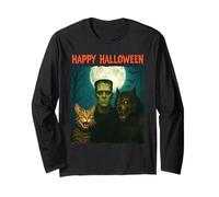 Chat Frankenstein Loup-garou amusant Halloween Trick Treat Selfie Manche Longue