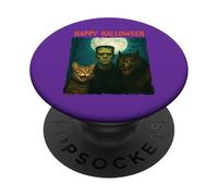 Chat Frankenstein Loup-garou amusant Halloween Trick Treat Selfie PopSockets PopGrip Adhésif