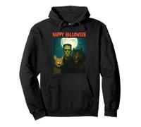 Chat Frankenstein Loup-garou amusant Halloween Trick Treat Selfie Sweat à Capuche