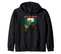 Chat Frankenstein Loup-garou amusant Halloween Trick Treat Selfie Sweat à Capuche