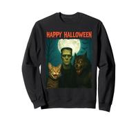 Chat Frankenstein Loup-garou amusant Halloween Trick Treat Selfie Sweatshirt