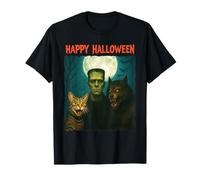 Chat Frankenstein Loup-garou amusant Halloween Trick Treat Selfie T-Shirt