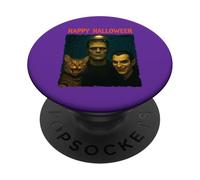 Chat Frankenstein Vampire Funny Halloween Trick Treat Selfie PopSockets PopGrip Adhésif