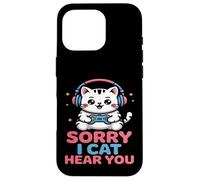 Chat Gamer Mignon Sorry I Can't Hear You Coque pour iPhone 16 Pro