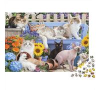 Chat Garden Puzzle 1000 Pièces Adultes Animaux Puzzles 1000 Pièces Peinture Art Décor À La Maison 70x50cm/1000pcs