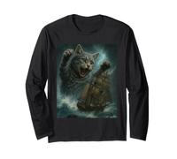 Chat géant en Tant Que Monstre de mer Kraken Attaque Bateau Pirate dans l'océan Manche Longue