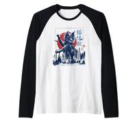 Chat géant Japonais Monster Catzilla Attack - Pinceau à Encre Manche Raglan