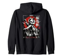 Chat géant Japonais Monster City Attack - Pinceau à Encre Sweat à Capuche