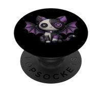 Chat Gothique Kawaii en Patchwork Mignon Chat Emo Gothique PopSockets PopGrip Adhésif