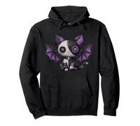 Chat Gothique Kawaii en Patchwork Mignon Chat Emo Gothique Sweat à Capuche