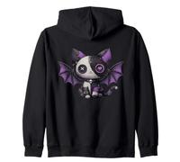 Chat Gothique Kawaii en Patchwork Mignon Chat Emo Gothique Sweat à Capuche